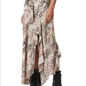 Allsaints Raya Arietta Animal Print Ruffled Skirt
